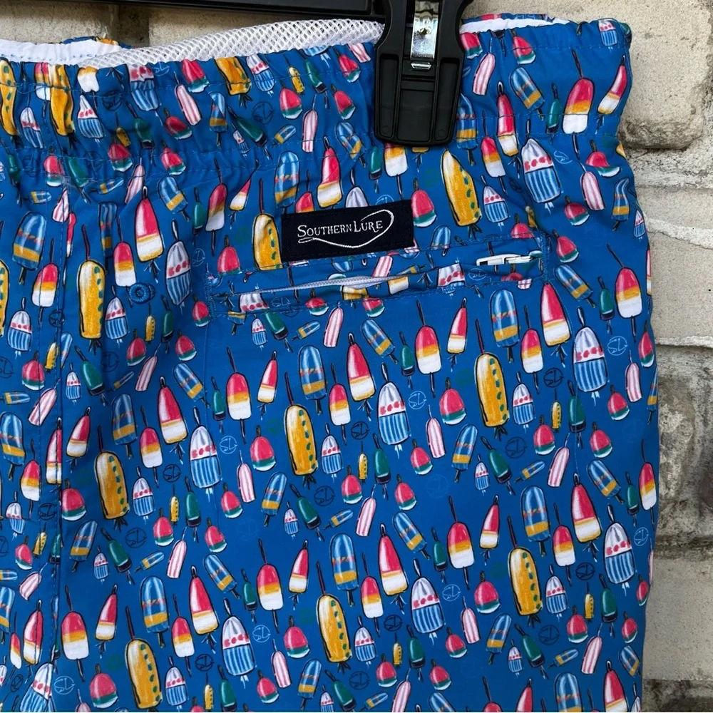 Southern Lure boys swim bobbers blue swim trunks NWT